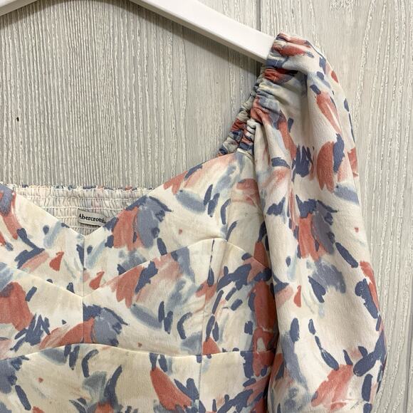 Abercrombie & Fitch Blue Pink Crop Blouse Top Small - Picture 3 of 5